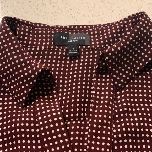 Women’s burgundy and white polka dot blouse - Picture 2 of 4